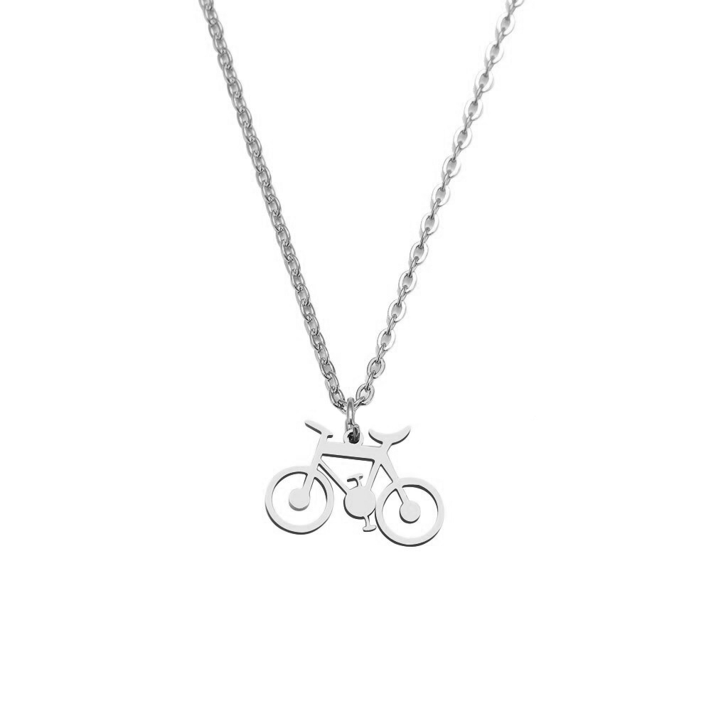 Oceľový náhrdelník príveskom bicykel