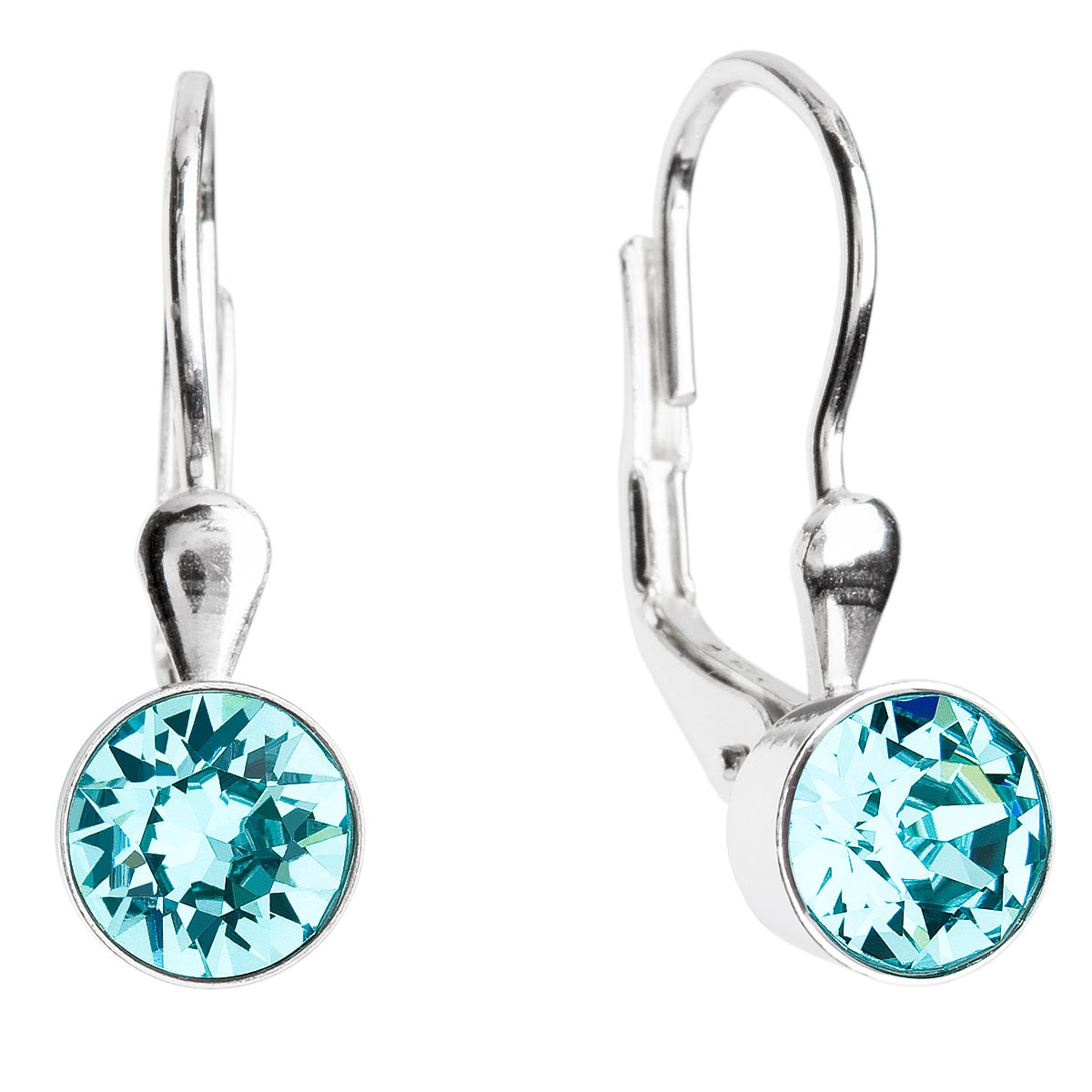 Strieborné náušnice s kryštálmi Crystals from Swarovski® Light Turquoise