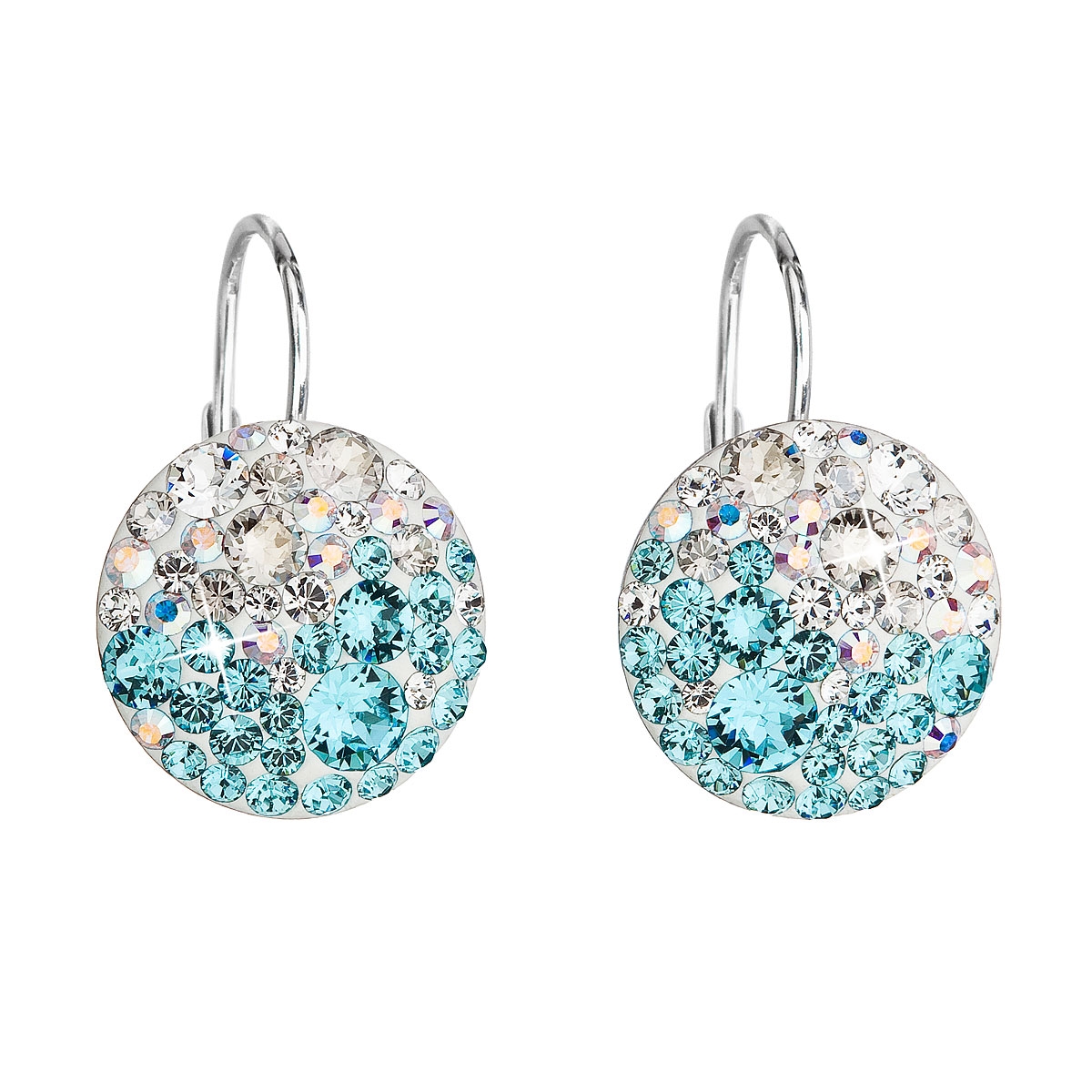 Strieborné náušnice s kryštálmi Crystals from Swarovski® Light Turquoise