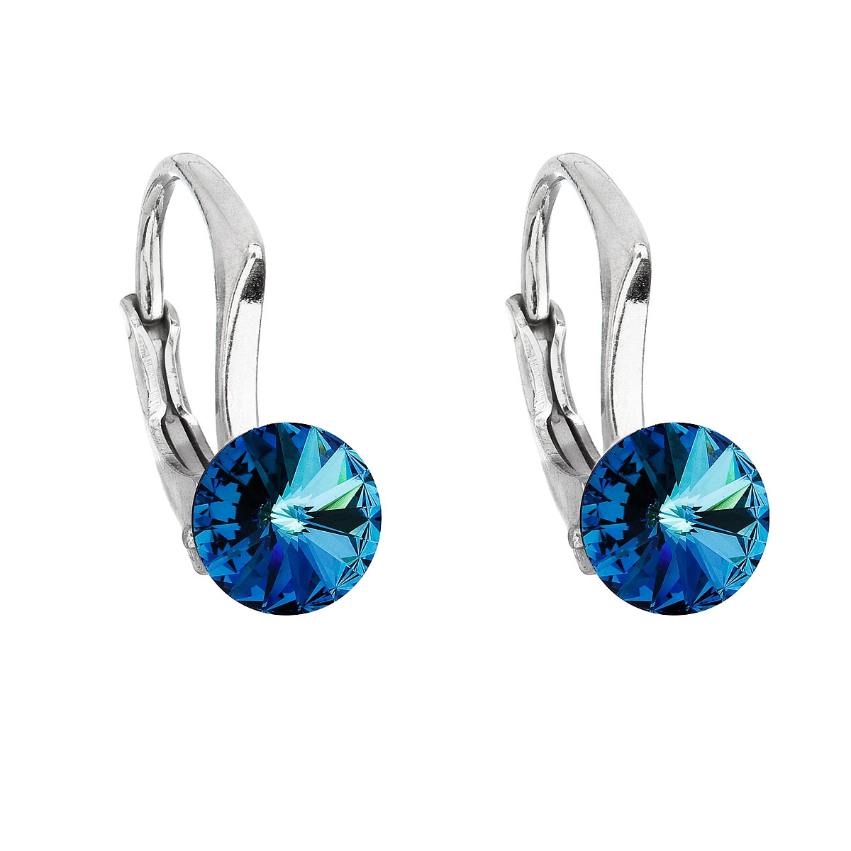 EVOLUTION GROUP CZ Stříbrné náušnice s Crystals from Swarovski® Bermuda Blue - 31230.5 Bermuda Blue