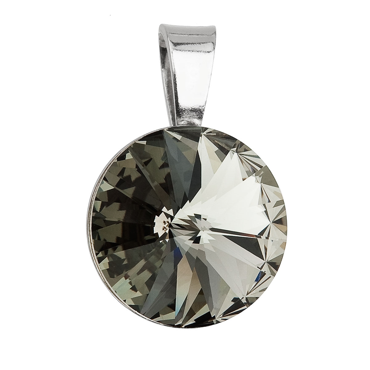 Strieborný prívesok rivoli Crystals from Swarovski® Black Diamond