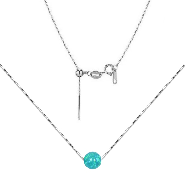 Strieborný náhrdelník s opálom - gulička 6 mm