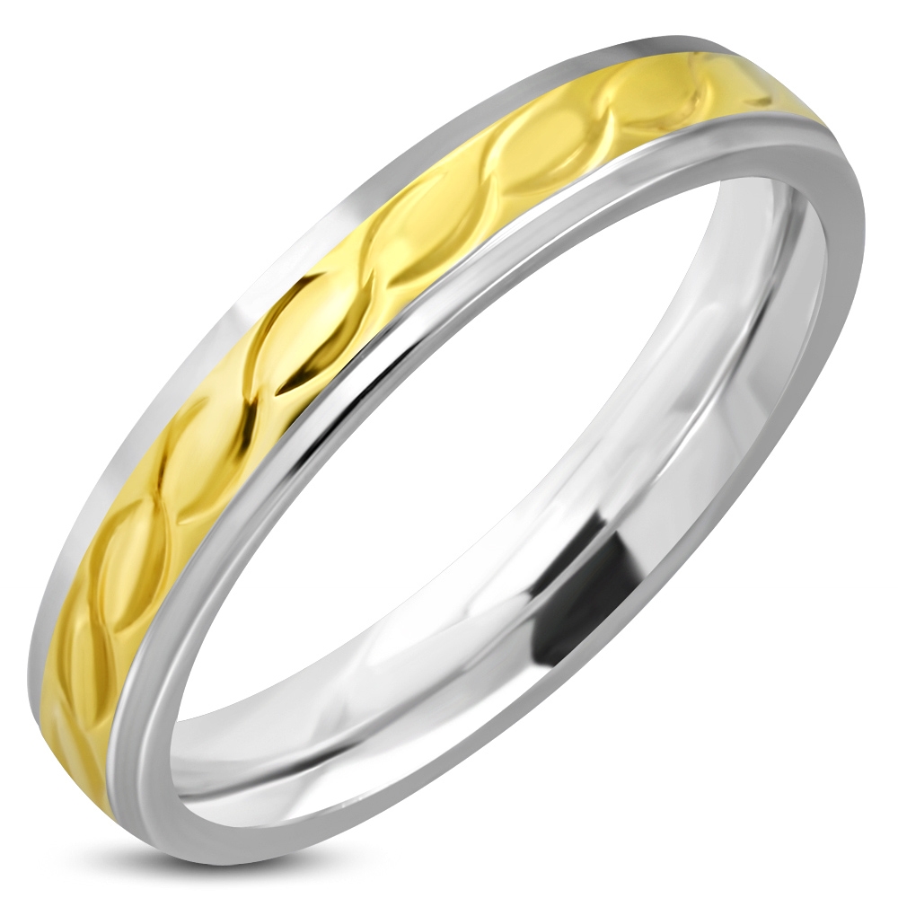 Šperky4U Ocelový prsten zlacený, šíře 4 mm, vel. 54 - velikost 54 - OPR1807-4-54