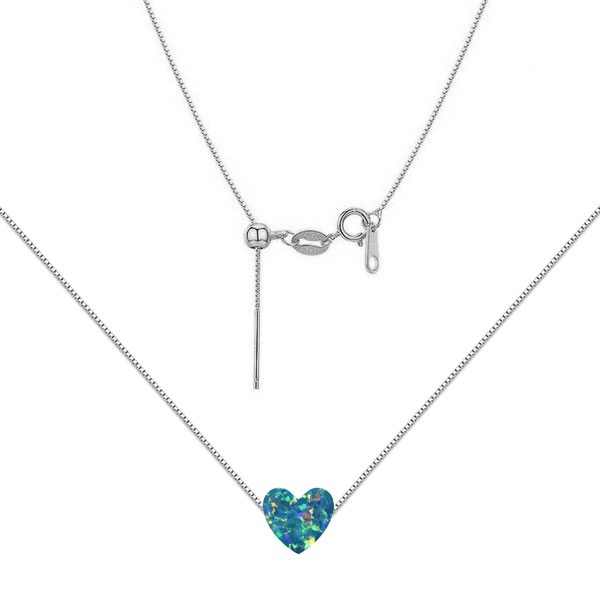 NUBIS® Stříbrný náhrdelník srdce opál - NBS03-OP02