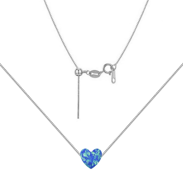 NUBIS® Stříbrný náhrdelník srdce opál - NBS03-OP05