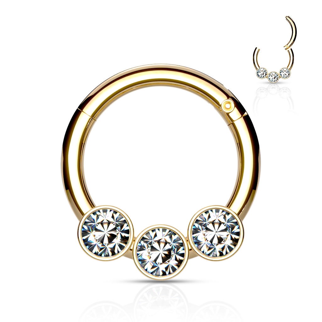 Šperky4U Zlacený piercing kruh segment 1,2 x 8 mm - K01057-GDC