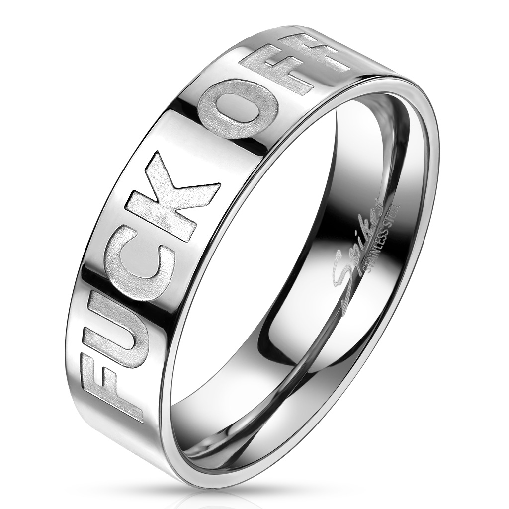 Šperky4U Ocelový prsten "FUCK OFF" - velikost 59 - OPR1840-59