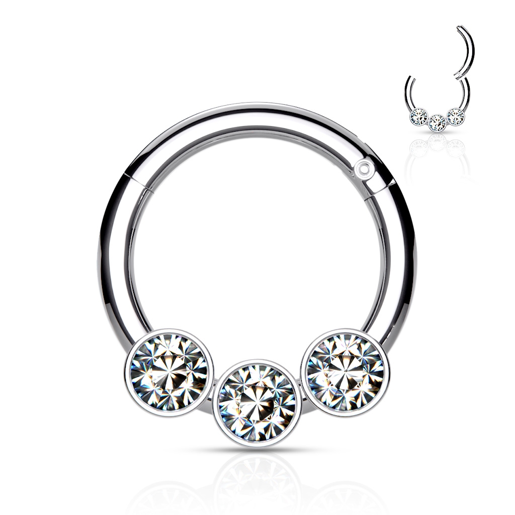 Šperky4U Piercing kruh segment, čiré kameny, 1,2 x 8 mm - K01057-STC