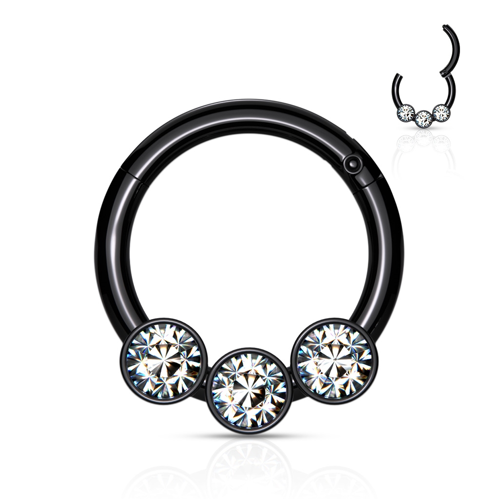 Šperky4U Černý piercing kruh segment 1,2 x 8 mm - K01057-KC