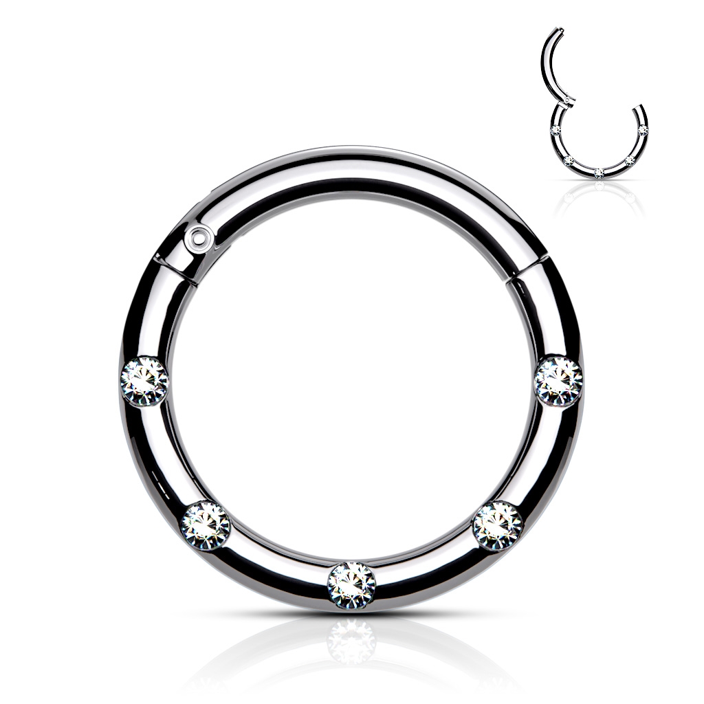 Šperky4U Piercing kruh segment, čiré kameny, 1,2 x 8 mm - K01058-ST