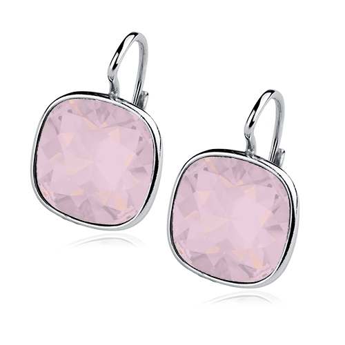 Strieborné náušnice s kameňmi Crystals from Swarovski ®, farba: ROSE WATER OPAL