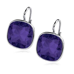 Stříbrné náušnice s kameny Crystals from Swarovski®, barva: TANZANITE