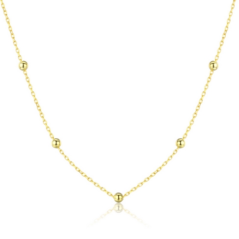 Pozlátený strieborný náhrdelník s drobnými guličkami, dĺžka 50 cm