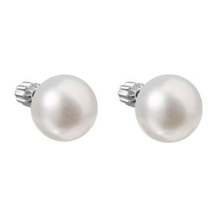Stříbrné náušnice pecky s bílou říční perlou