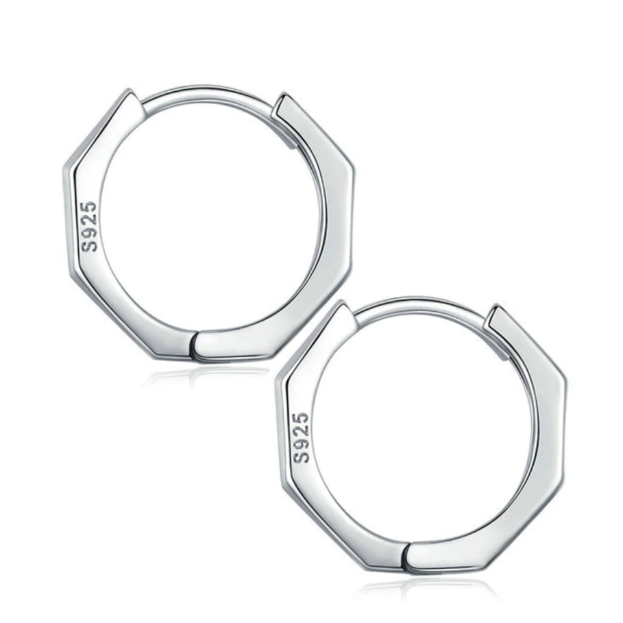 NUBIS® Stříbrné náušnice kroužky hranaté - NB-3258