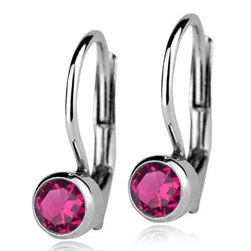 Šperky4U Stříbrné náušnice s tmavě růžovými kamínky 4 mm - ZB23067-F