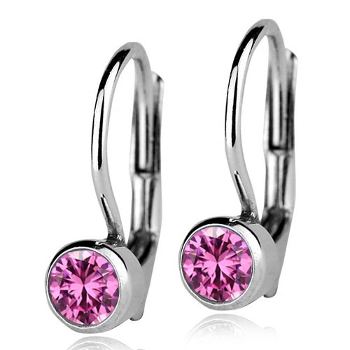 Šperky4U Stříbrné náušnice se světle růžovými kamínky 4 mm - ZB23067-LP