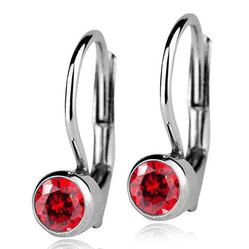 Šperky4U Stříbrné náušnice s červenými kamínky 4 mm - ZB23067-R
