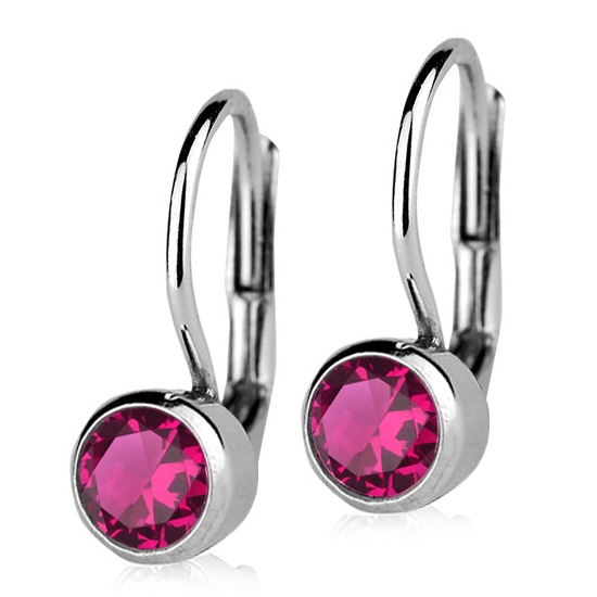 Šperky4U Stříbrné náušnice s tmavě růžovými kameny 5 mm - ZB23066-F