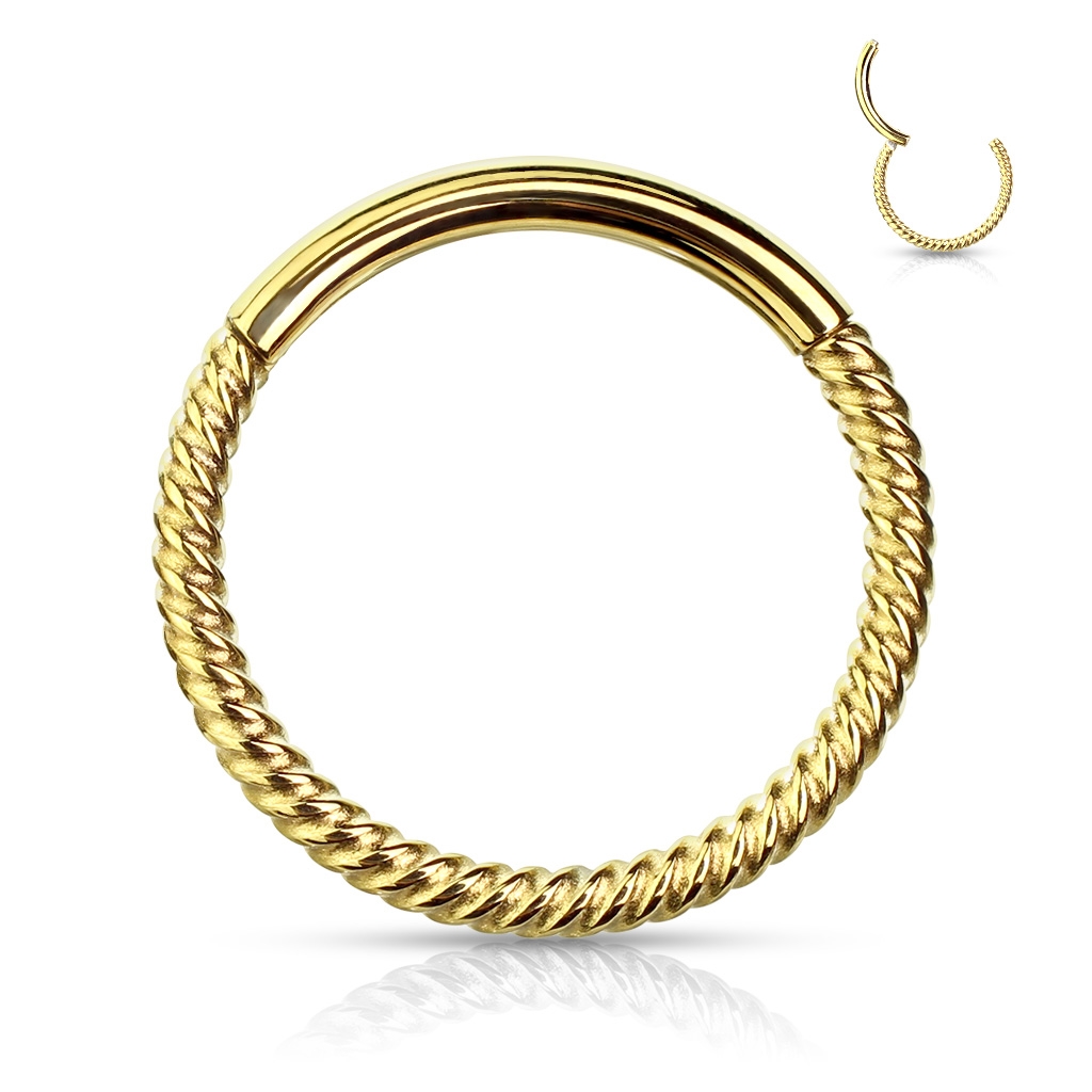Šperky4U Piercing segment kruh vroubkovaný - K1042GD-1210