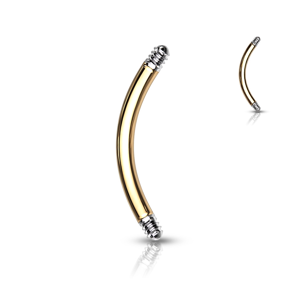 Šperky4U Piercing - zlacená náhradní tyčka zahnutá 1,2 x 8 mm - ND018GD-1208