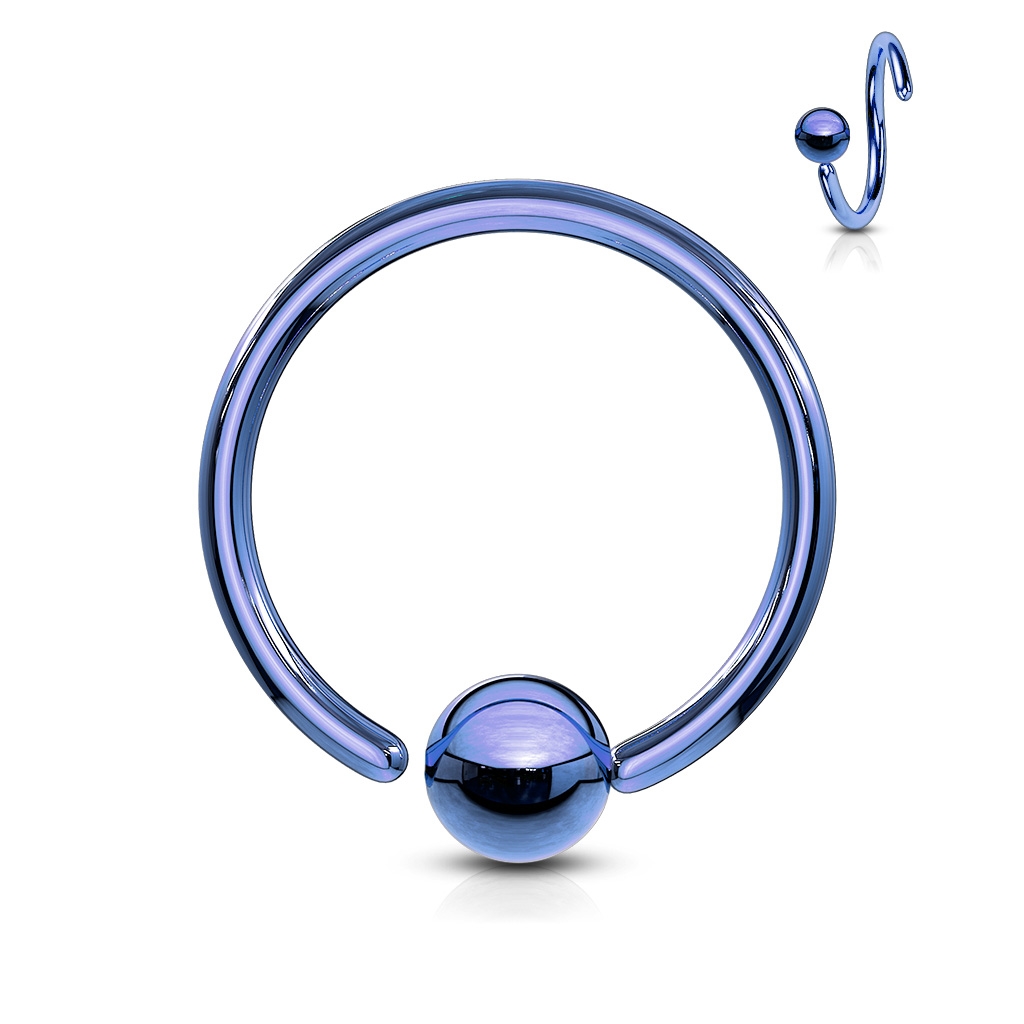 Piercing - kruh modrý, rozmer 0,8 x 8 mm, gulička 3 mm