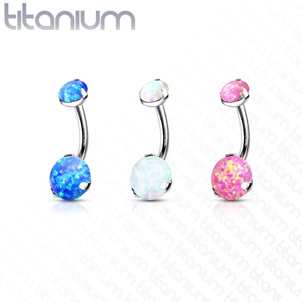 Piercing do pupku - TITAN s opálom
