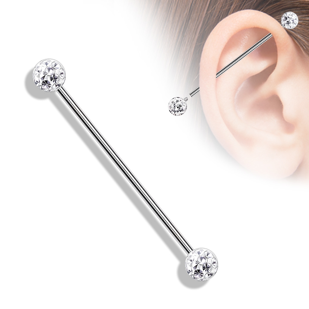 Industrial piercing s kamienkami, farba: číra