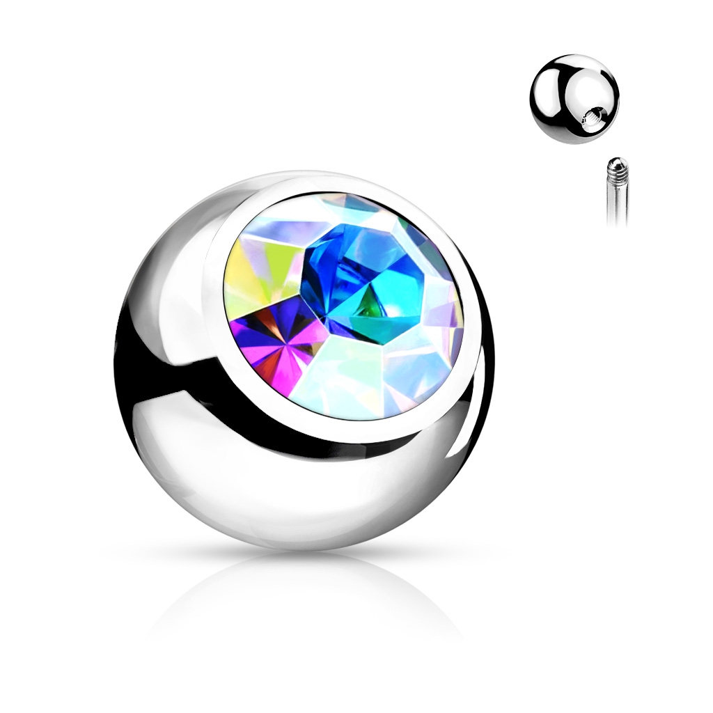 Šperky4U Náhradní kulička se zirkonem 1,6 x 4 mm - ND024AB-1604