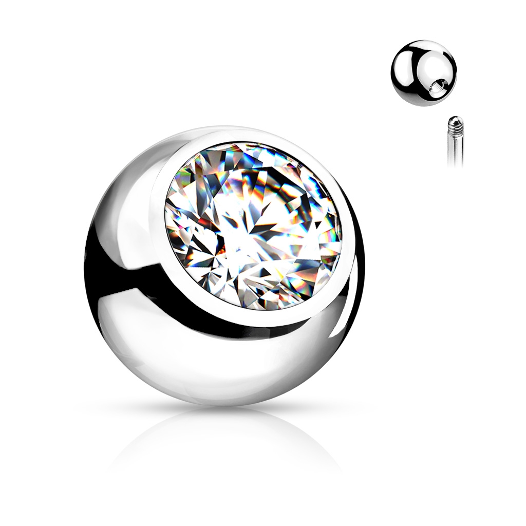 Šperky4U Náhradní kulička se zirkonem 1,6 x 4 mm - ND024C-1604