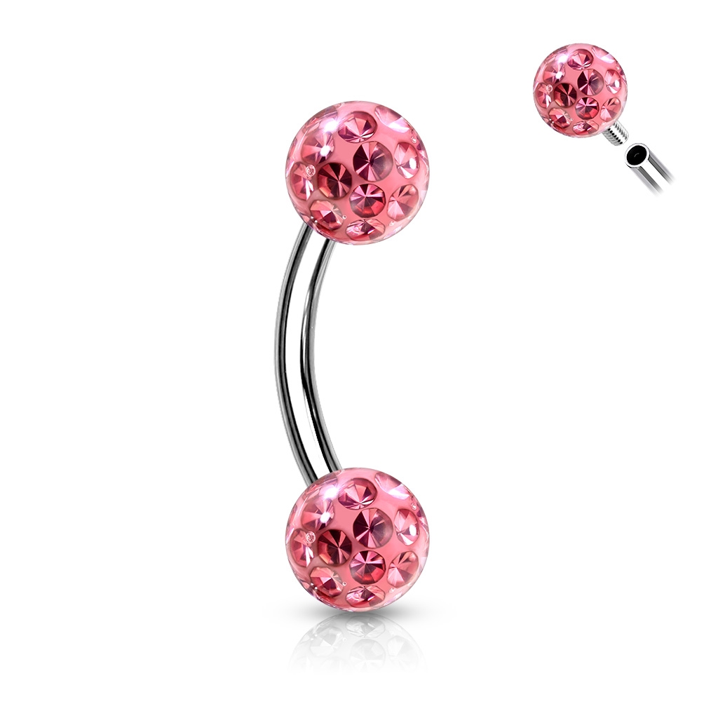 Šperky4U Piercing do obočí s krystaly - OB0013-P