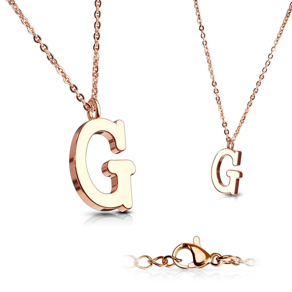 Šperky4U Zlacený ocelový řetízek s přívěškem iniciála - OPD0231-G