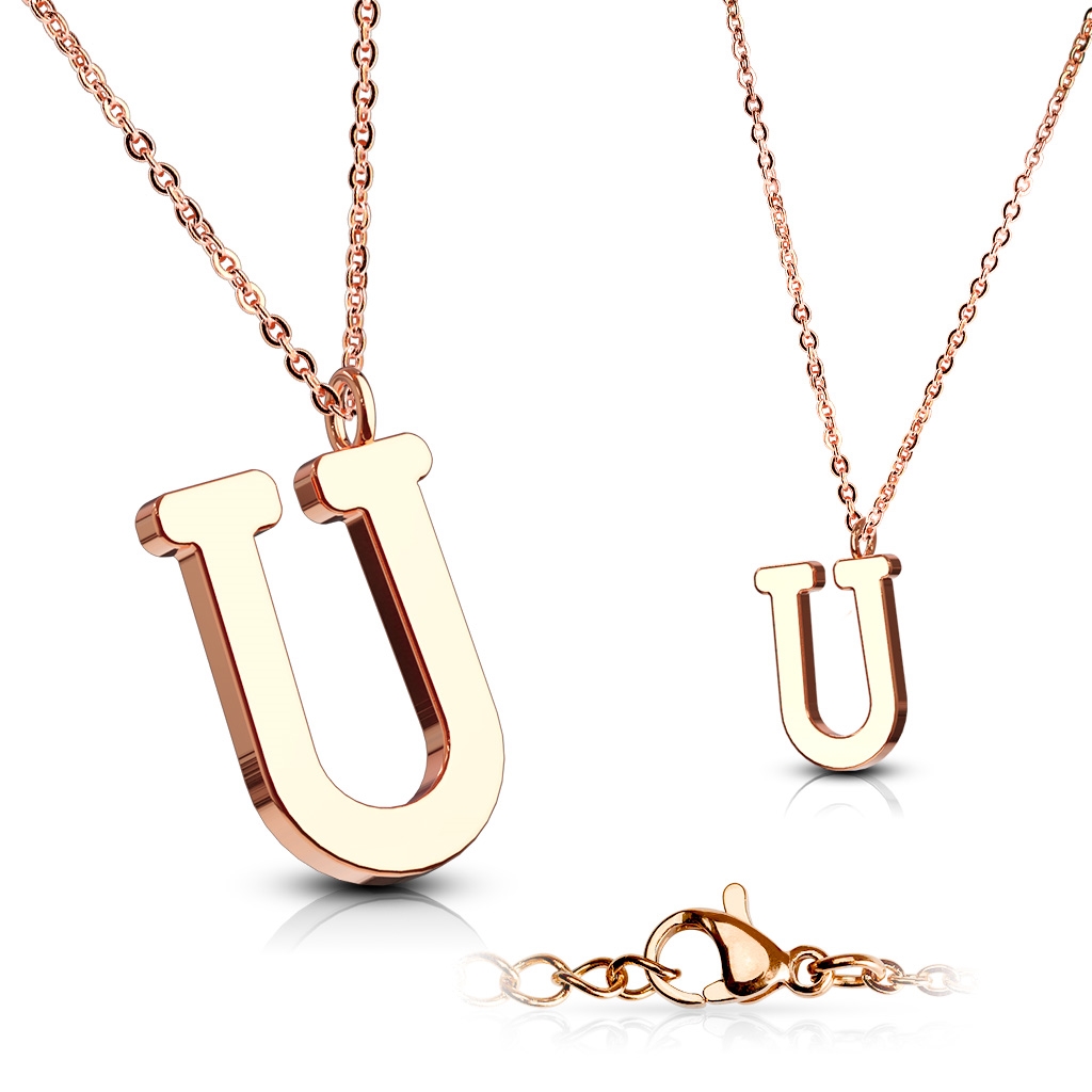 Šperky4U Zlacený ocelový řetízek s přívěškem iniciála - OPD0231-U