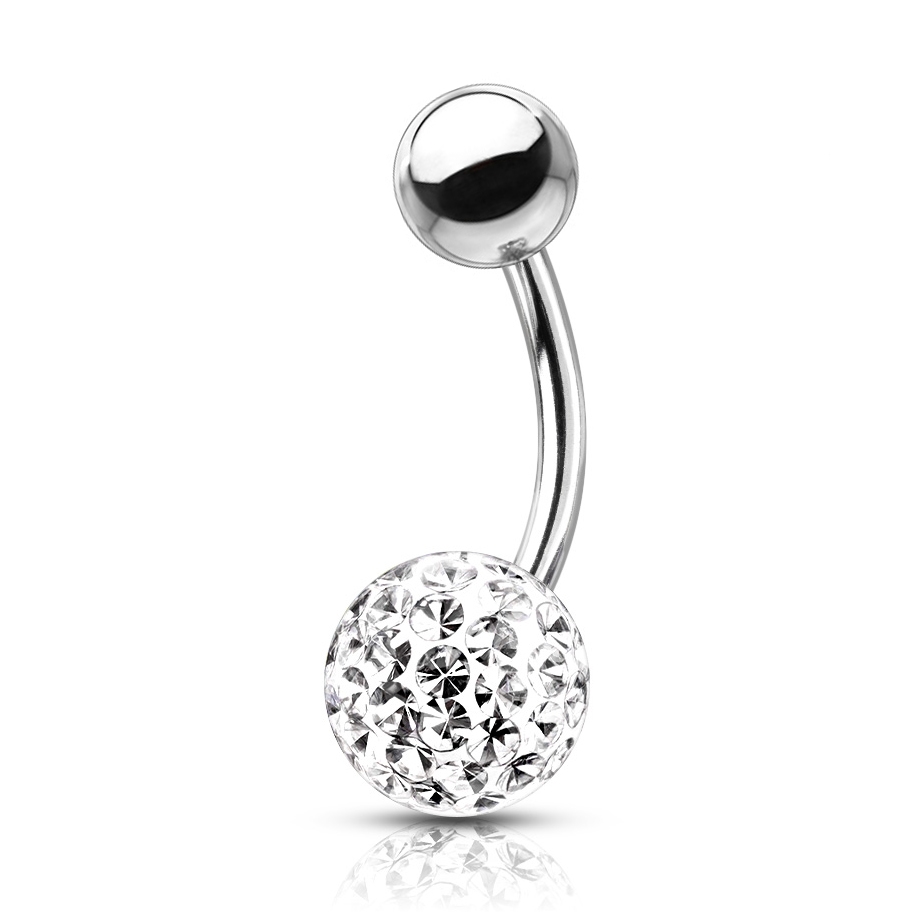 NUBIS® Piercing do pupíku s kamínky Crystals From Swarovski® kulička 8mm - BS1003C-10