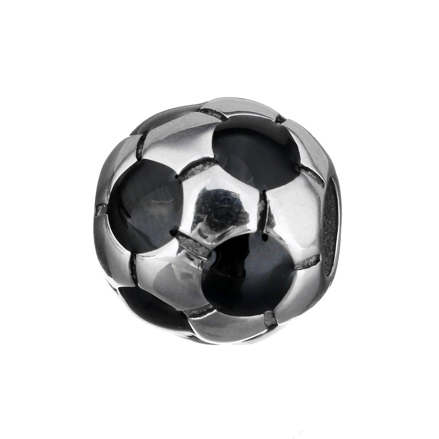 Navliekací oceľový prívesok korálek - futbalová lopta