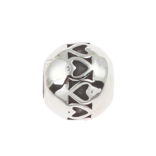 Šperky4U Navlékací ocelový přívěšek korálek se srdíčky - K0063