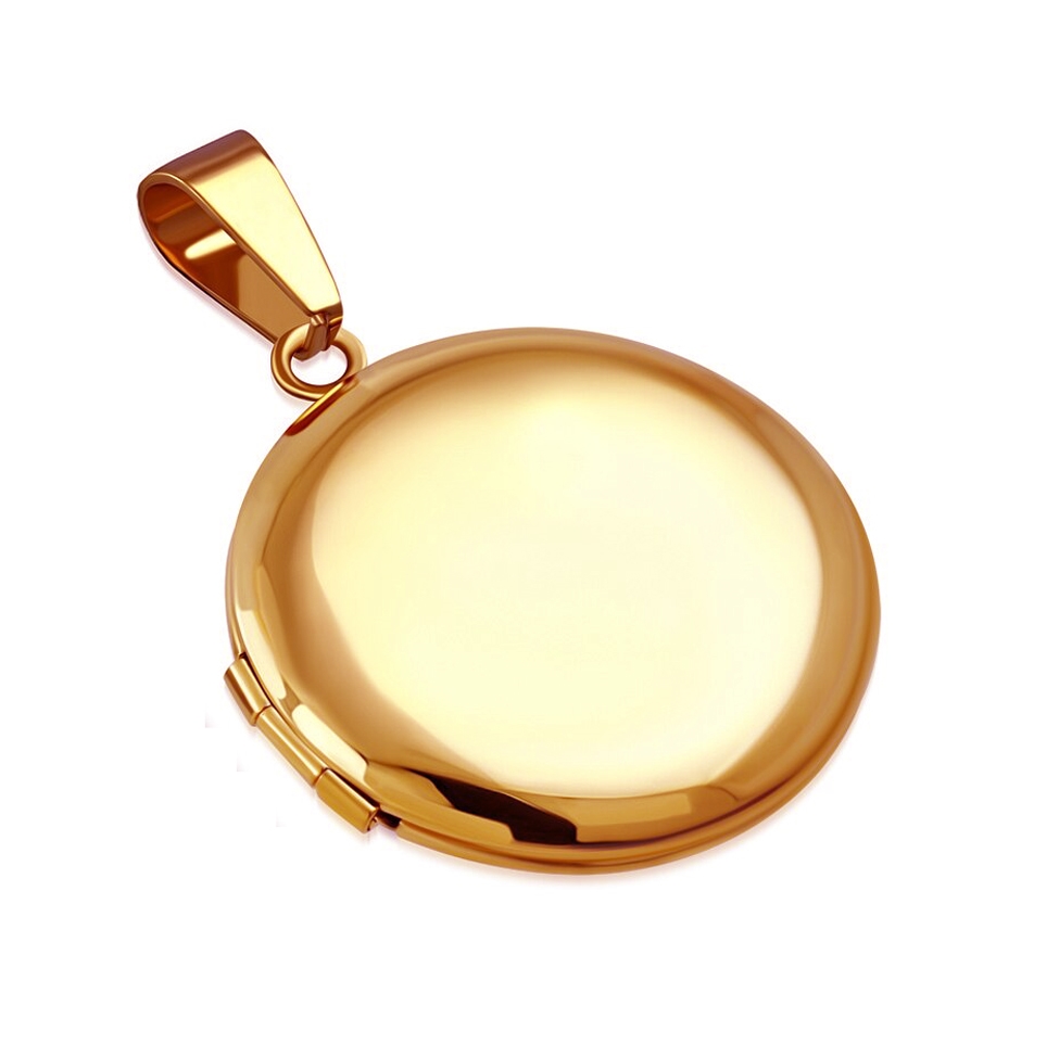 Pozlátený oceľový prívesok - medailón otvárací kruh