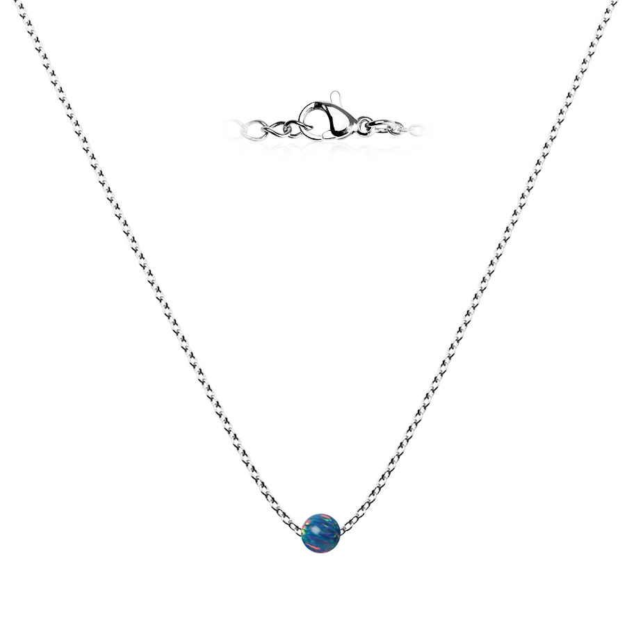 Oceľový opálový náhrdelník - gulička 5 mm