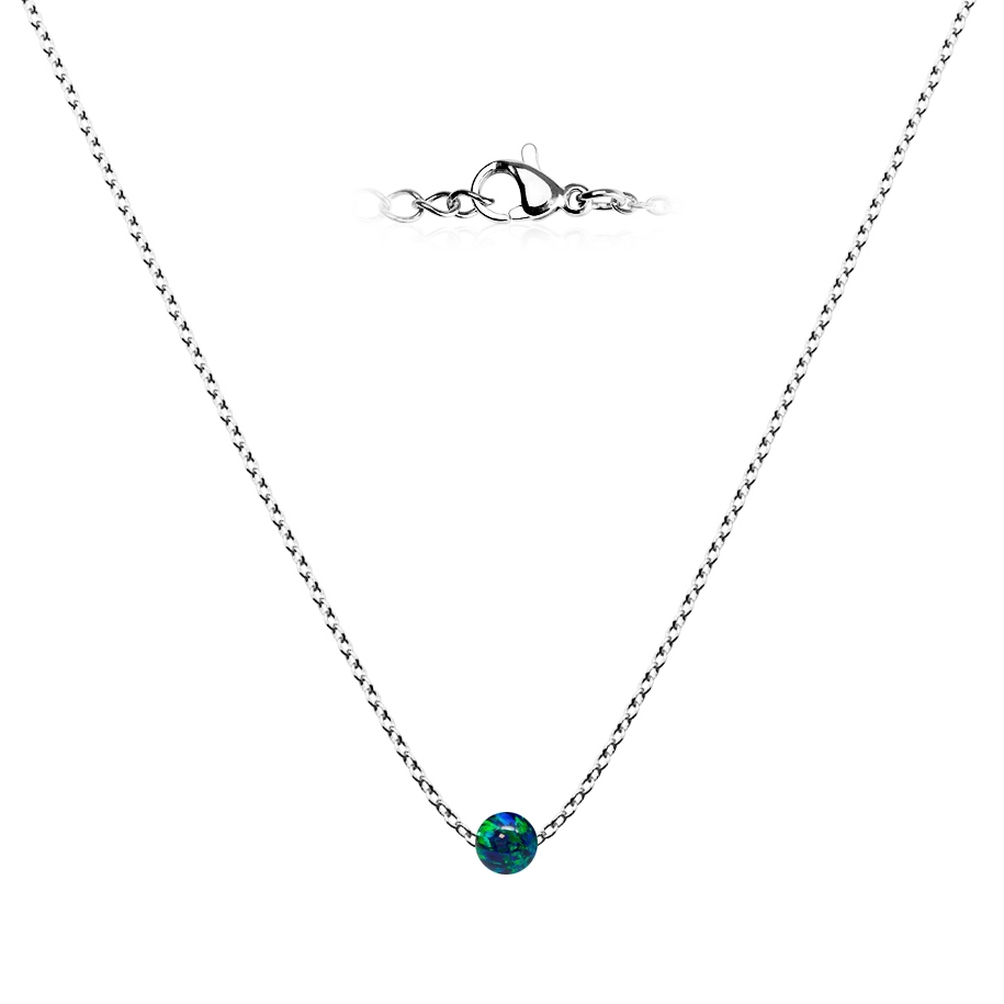 Oceľový opálový náhrdelník - gulička 5 mm