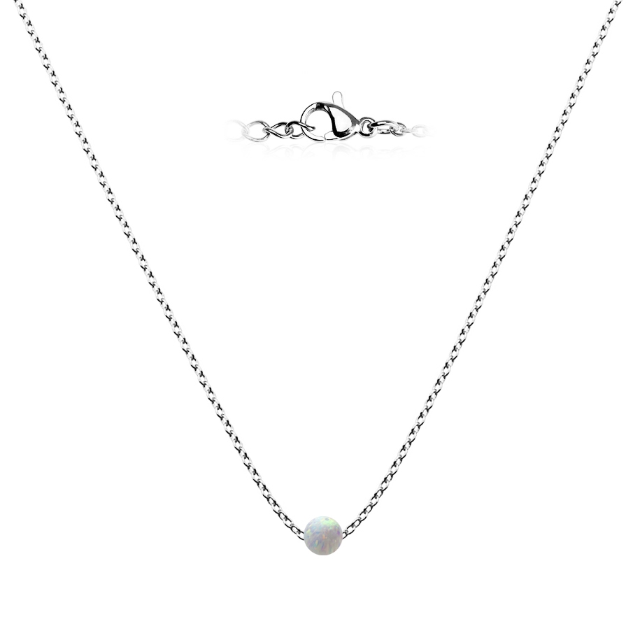 NUBIS® Ocelový opálový náhrdelník - kulička 5 mm - NBP60-OP17