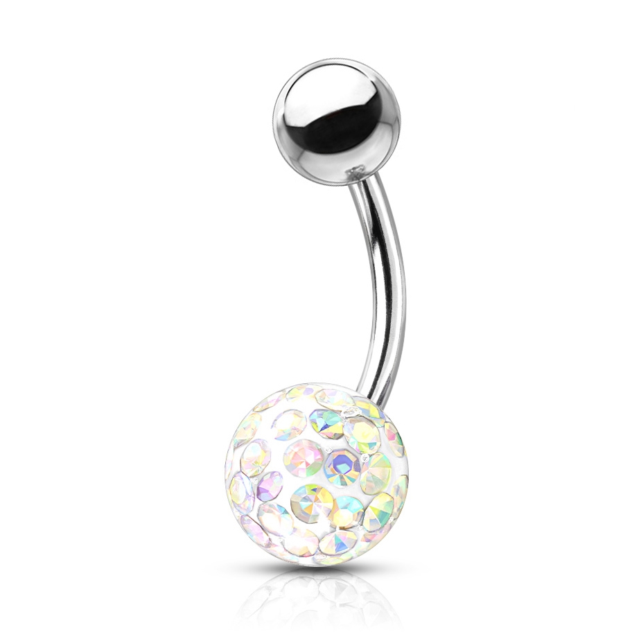 NUBIS® Piercing do pupíku s kamínky Crystals From Swarovski® kulička 8mm - BS1003AB-10