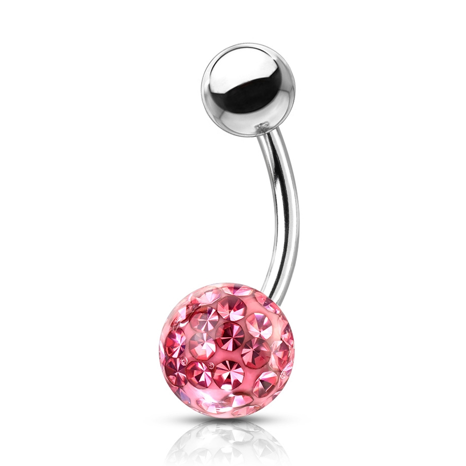 NUBIS® Piercing do pupíku s kamínky Crystals From Swarovski® kulička 8mm - BS1003P-10