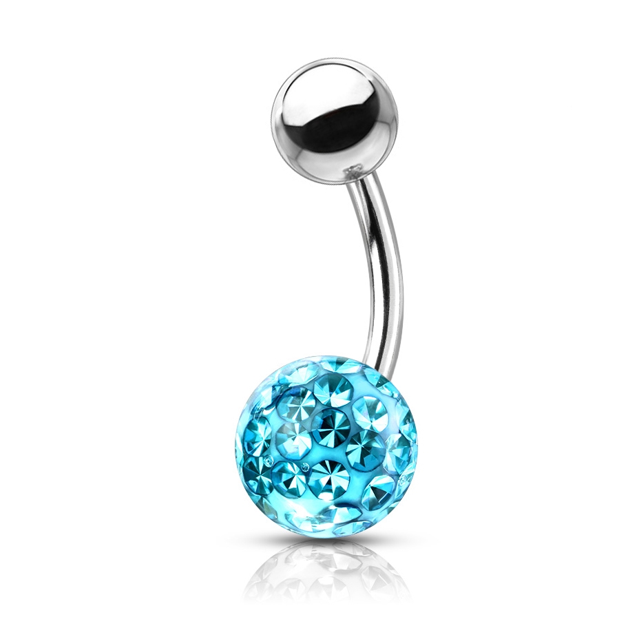 NUBIS® Piercing do pupíku s kamínky Crystals From Swarovski® kulička 8mm - BS1003Q-08