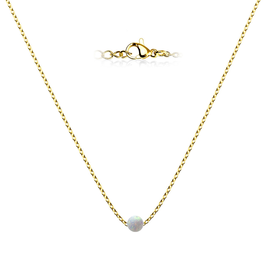 NUBIS® Zlacený ocelový náhrdelník s opálem - kulička 5 mm - NBP62-OP17