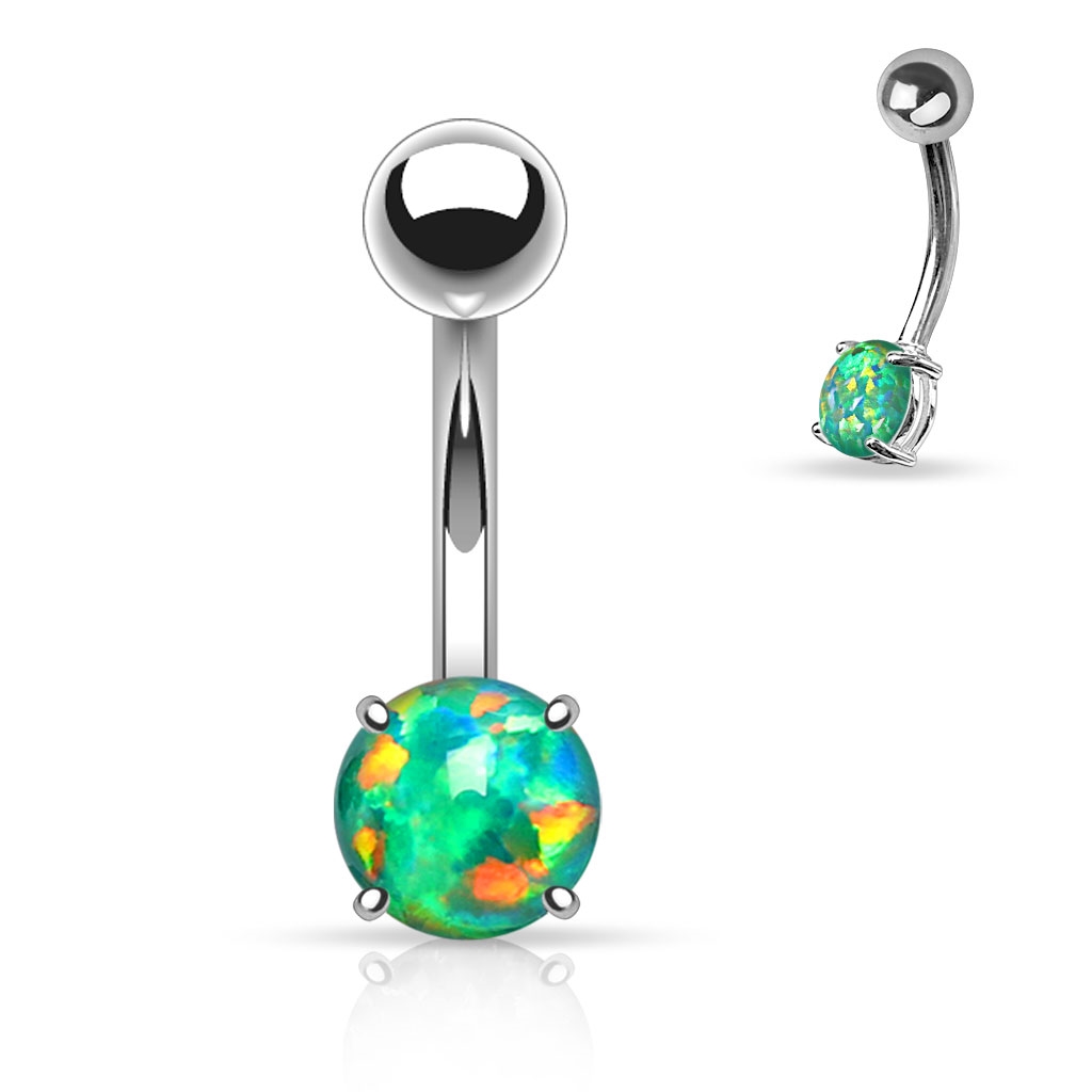 Šperky4U Piercing do pupíku opál zelený - WP01313-OP11