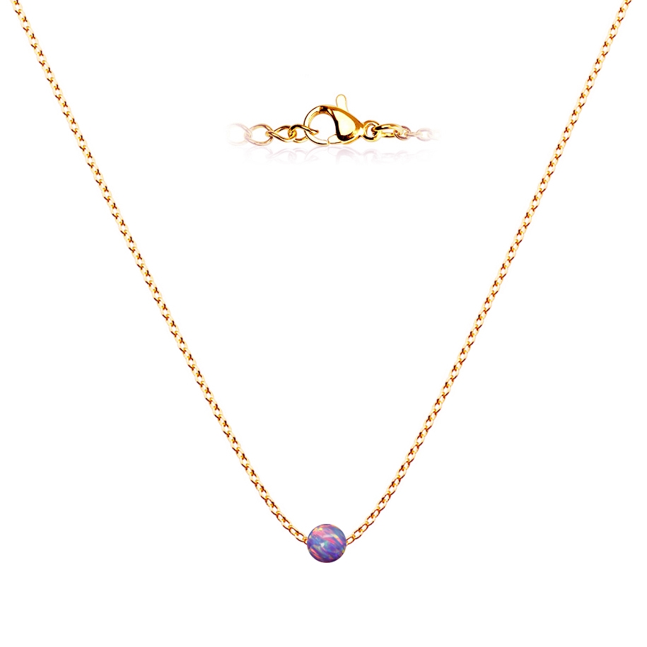 Pozlátený oceľový náhrdelník s opálom - gulička 5 mm