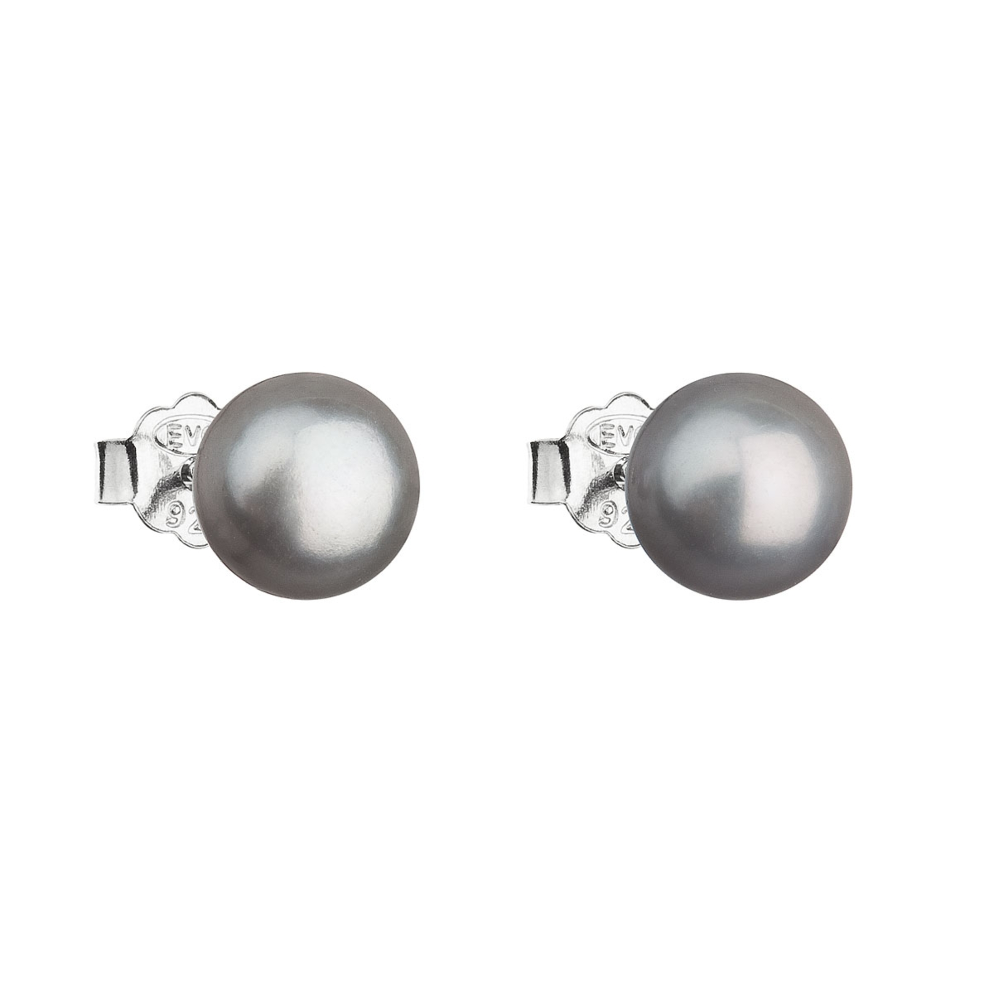Strieborné náušnice kôstky so sivou riečnou perlou