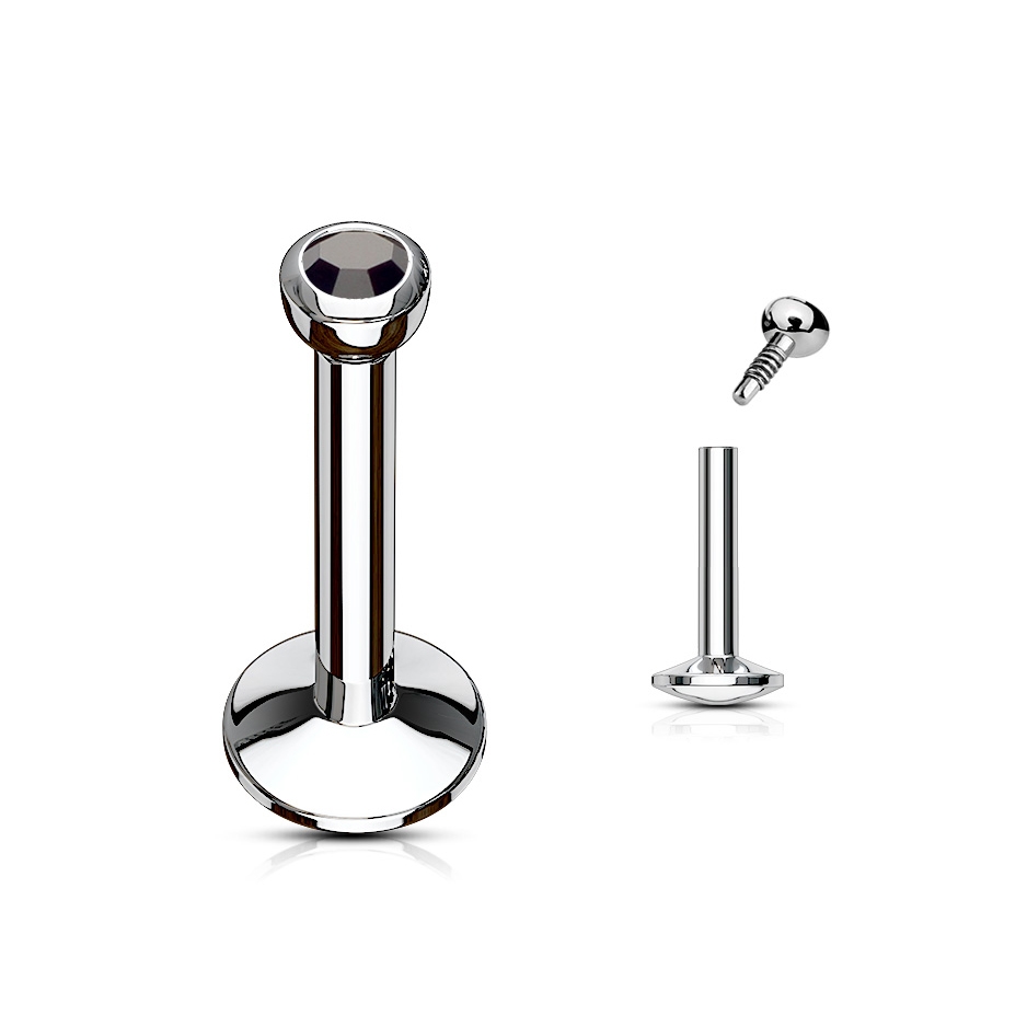 Šperky4U Piercing do brady - labreta, zirkon 2 mm - LB1008-1206K