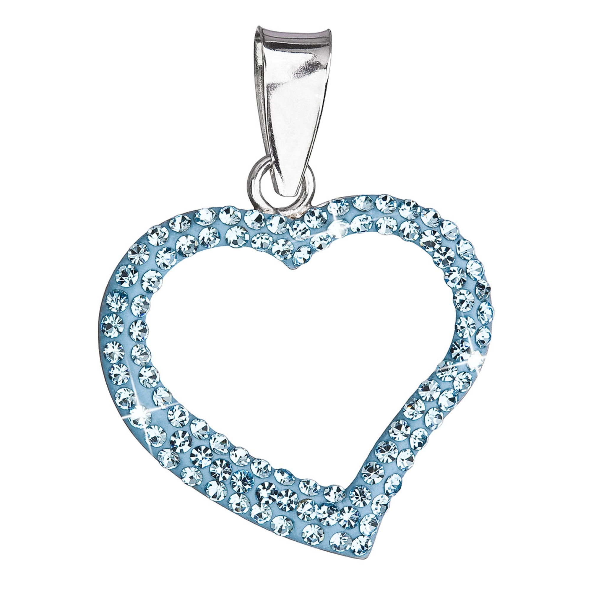 Strieborný prívesok srdiečko s kryštálmi Crystals from Swarovski ®, Light Blue