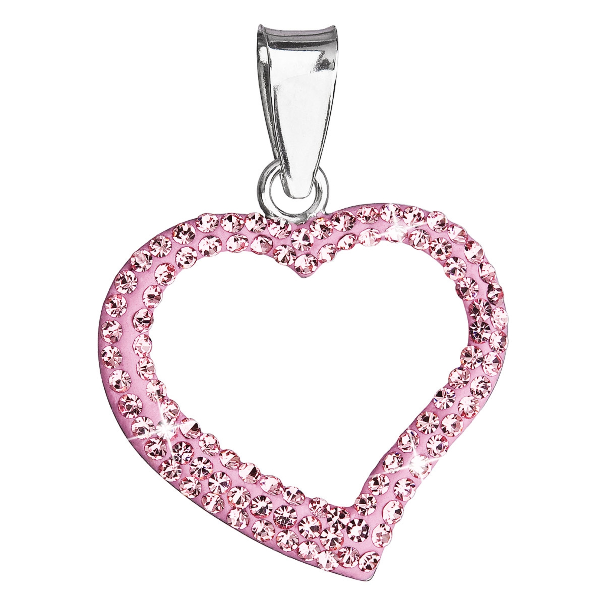 EVOLUTION GROUP CZ Stříbrný přívěšek srdíčko s krystaly Crystals from Swarovski®, Light Pink - 34093.3 Light Pink